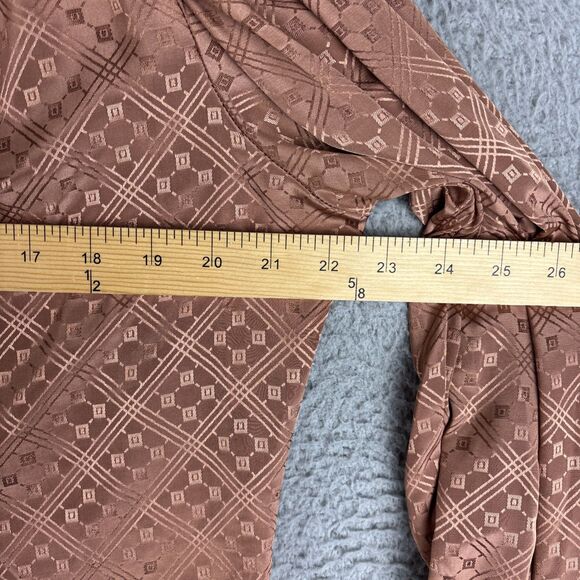 Vintage Stuart Lang Blouse Size 9/10 Long Sleeve Button Brown/ Copper Tone - Picture 6 of 11